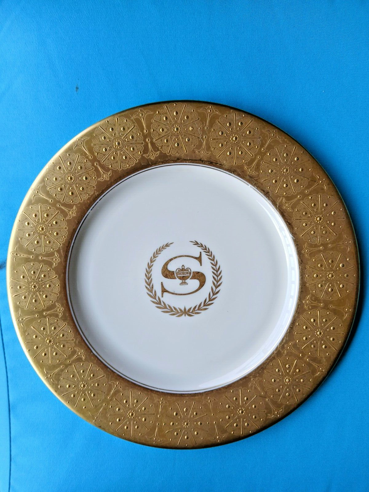 Vtg sheraton hotel gold service charger plate 10 3/4 inches castelton studios