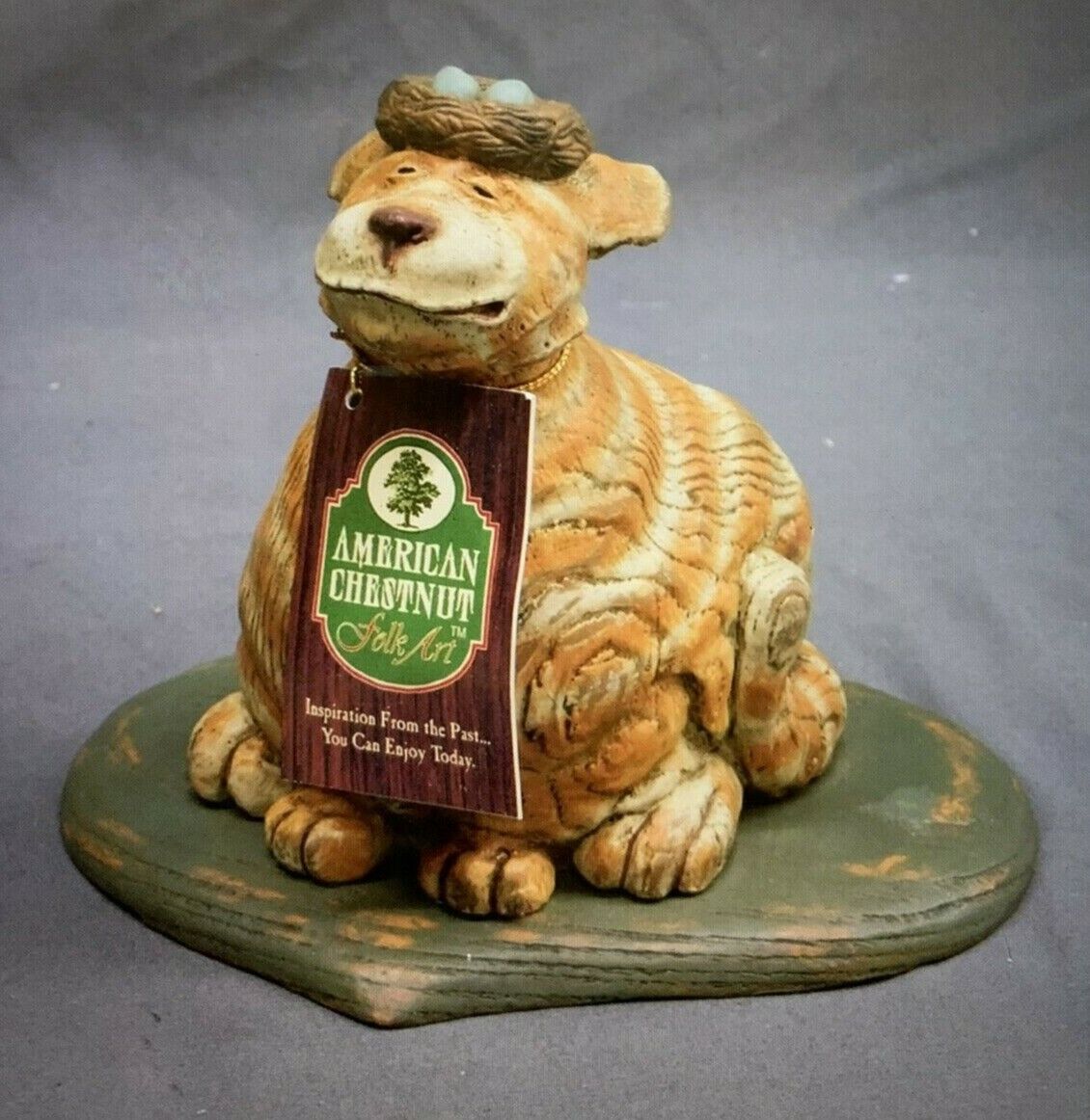 Vintage American Chestnut Folk Art Cat Figurine \
