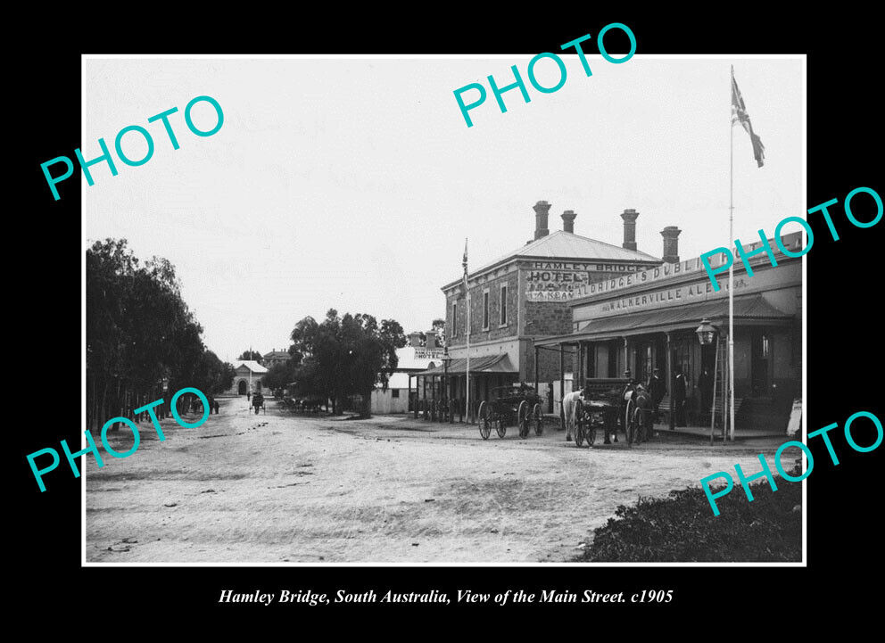 OLD LARGE HISTORIC PHOTO HAMLEY BRIDGE SOUTH AUSTRALIA VIEW OF MAIN STREET 1905