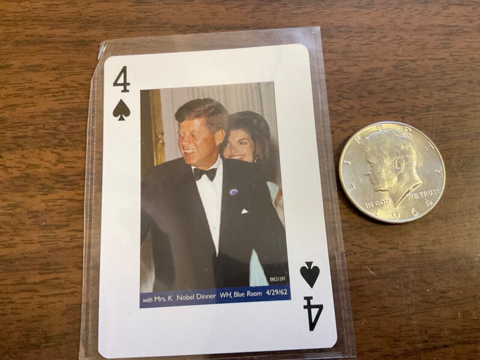 1964 Uncirculated Silver Kennedy Half Dollar with Genuine Playing Card