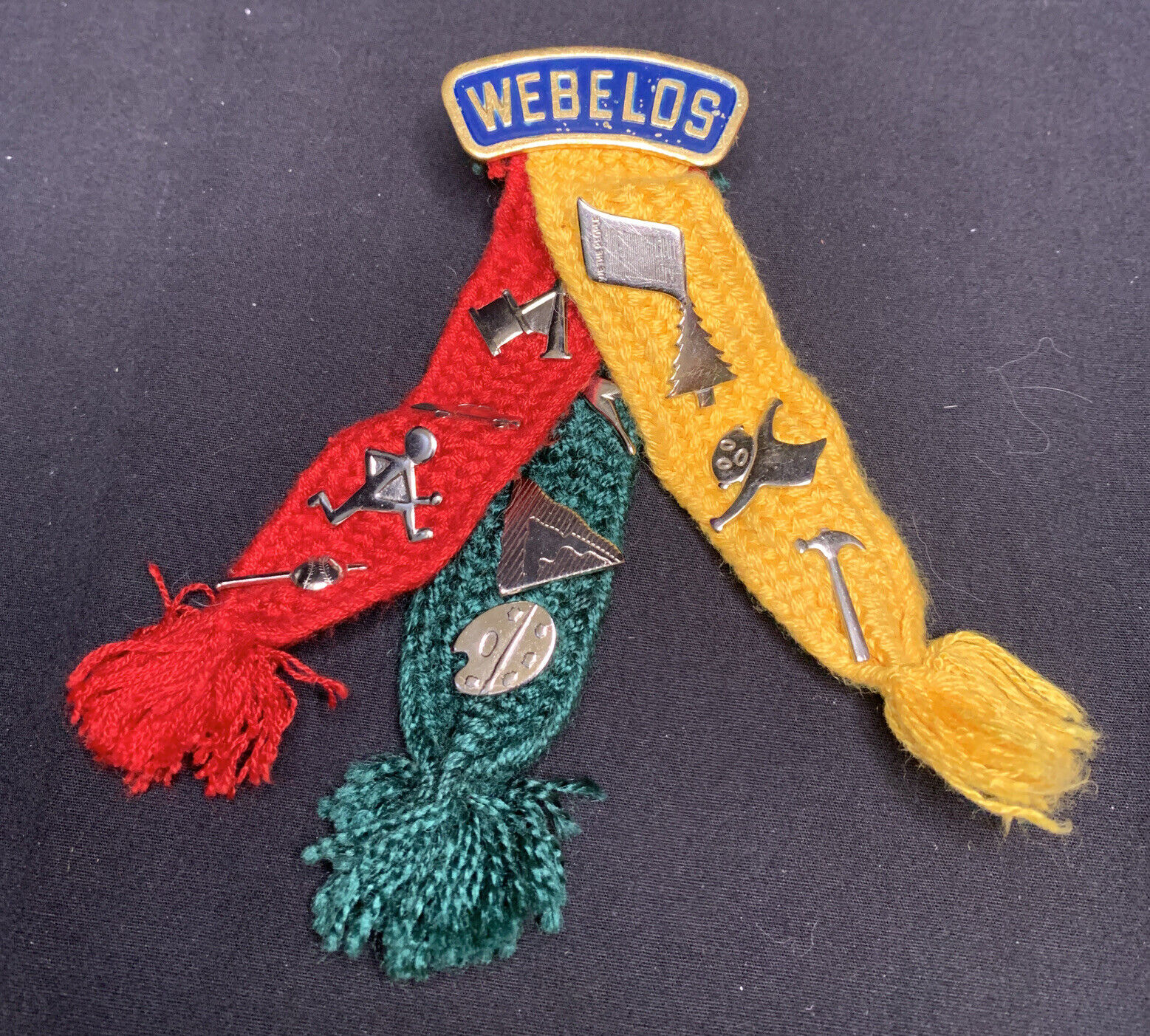 12 Old Webelos Tri Color Ribbon Merit Badge Activity Pins Cub Boy Scouts
