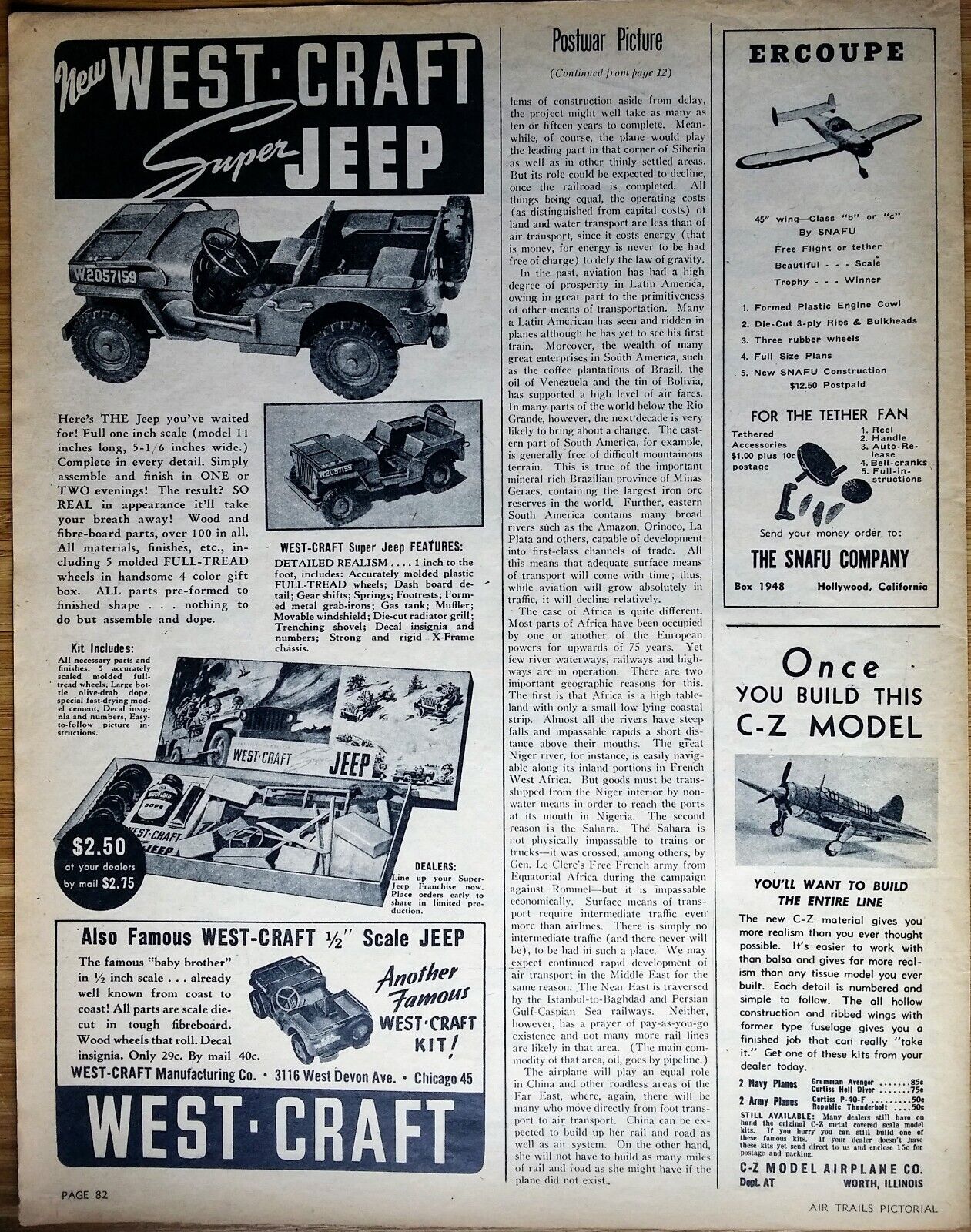 1944 West Craft Model Army Jeep Kit War Era Vintage Half-Page Art Print Ad