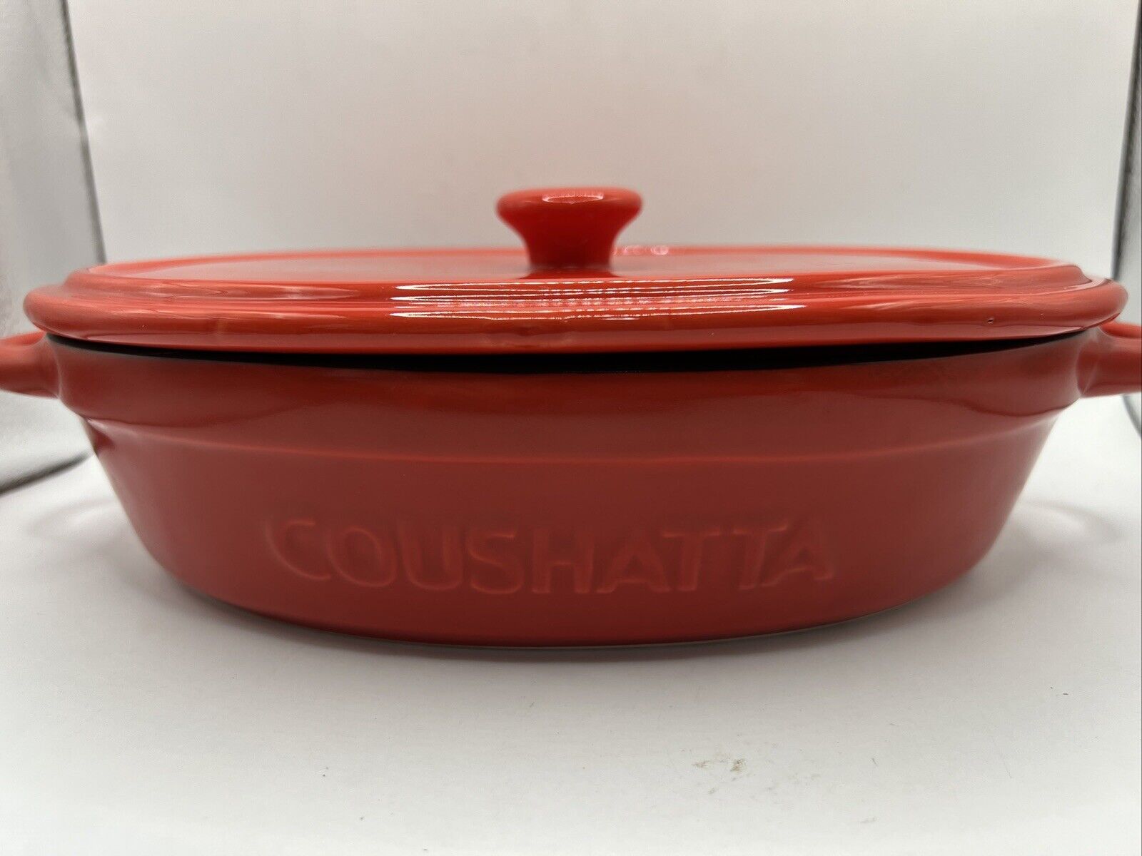 Coushatta Red and Black Ceramic Bakeware Dish With Lid - Coushatta Casino Resort