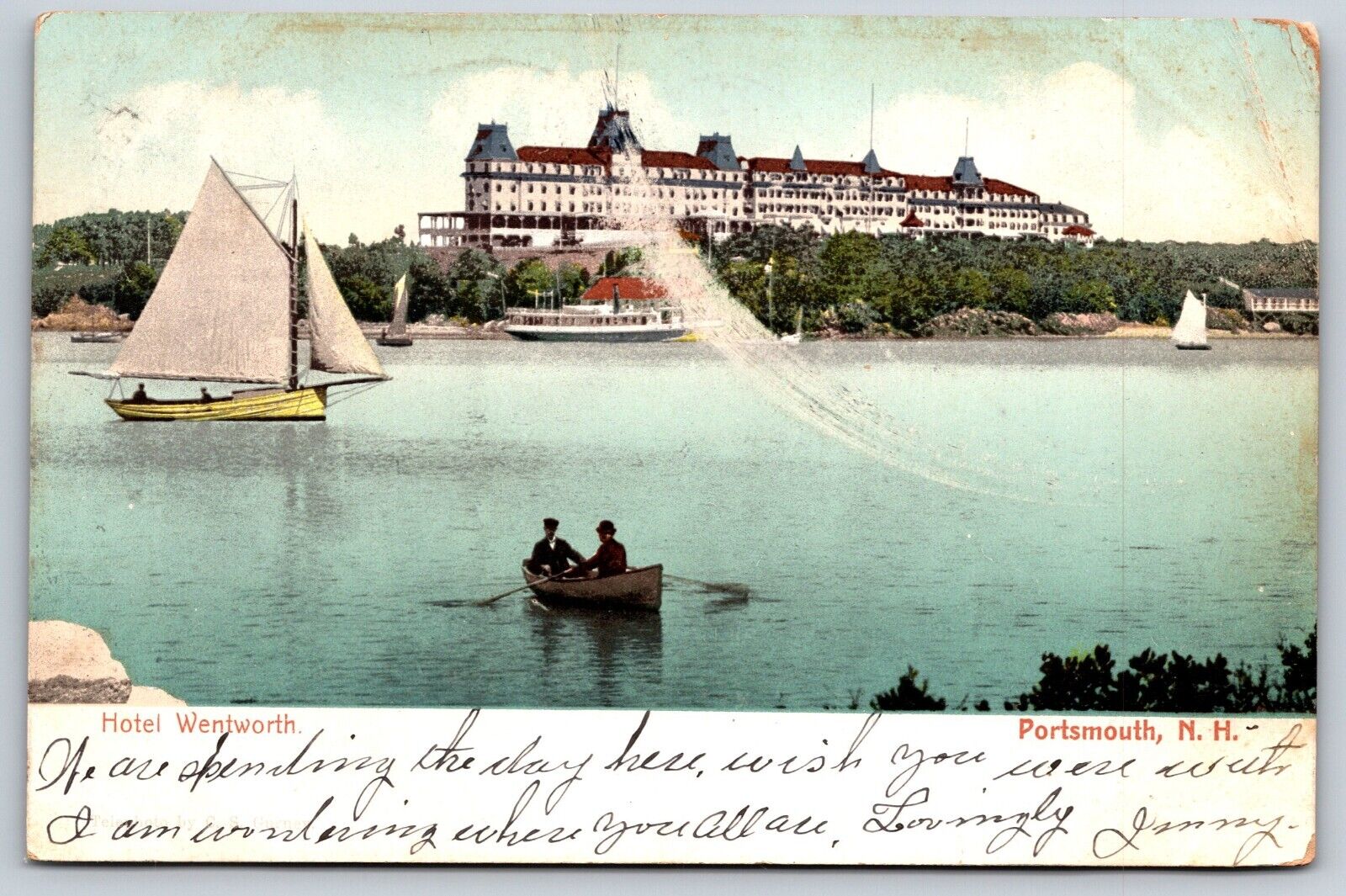 Sailboat, Hotel Wentworth, Portsmouth, New Hampshire Vintage Postcard