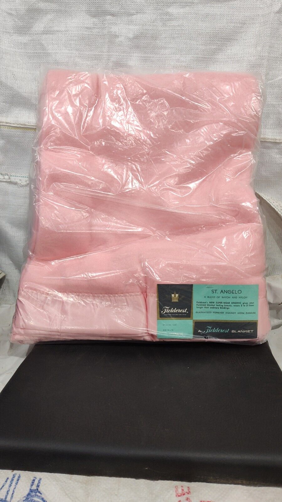 Vintage Pink Blanket  Fieldcrest ST ANGELO Rayon AND Nylon STYLE NO 5205 SIZE 72