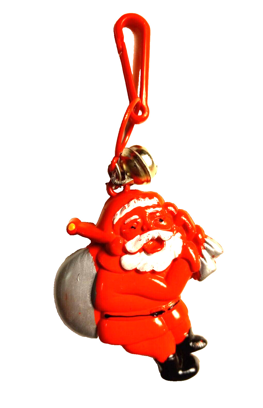 Vintage 1980s Plastic Charm Jolly Red Santa Charms Necklace Clip On Retro
