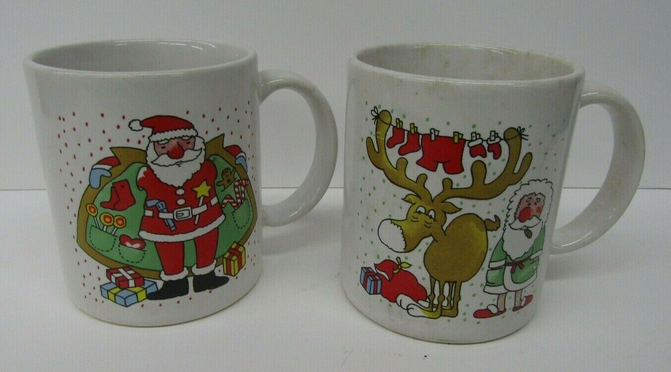 VTG 70\'s Christmas Coffee Mugs Japan Pair