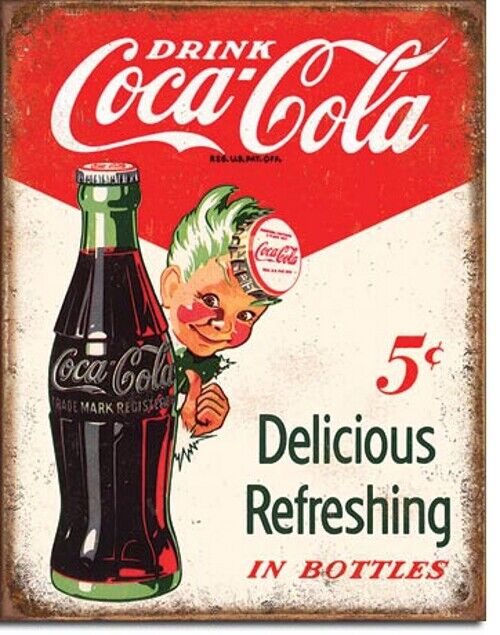 Coke Coca Cola Sprite Boy 5 Cents Vintage Style Tin Metal Sign