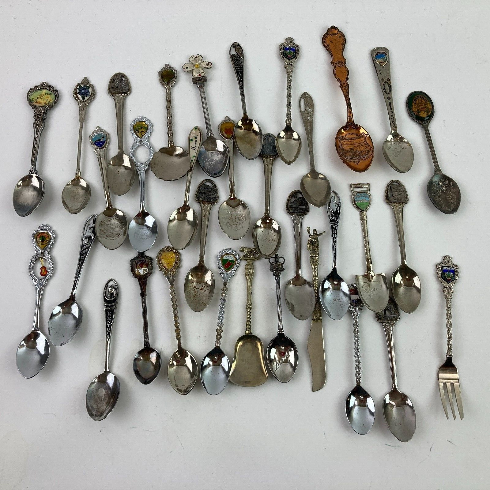Souvenir Spoons Vintage Lot 33 United States Tourism Places Some International