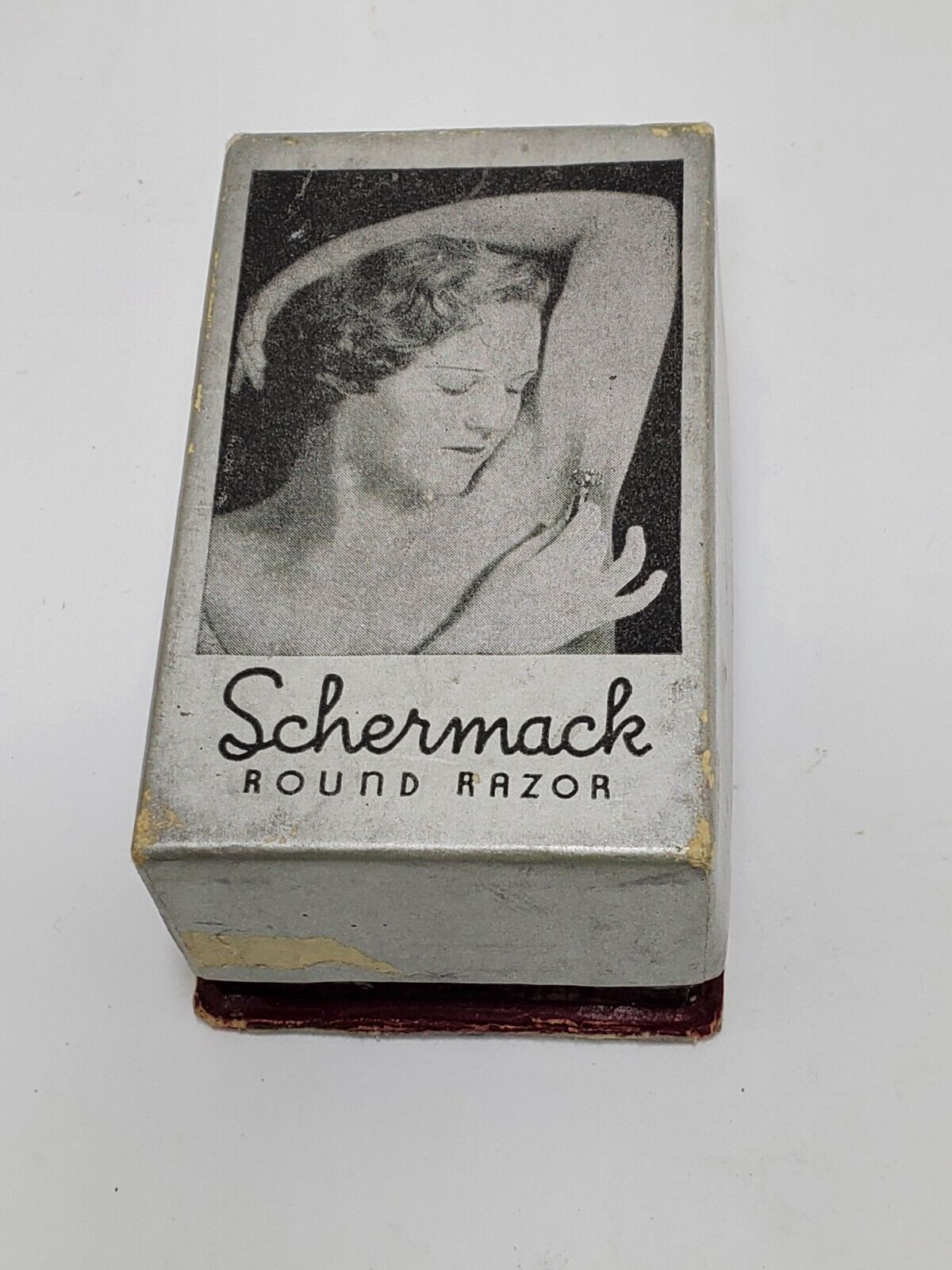 1930s Vintage Schermack Ladies Round Safety Razor Green Marbled with box