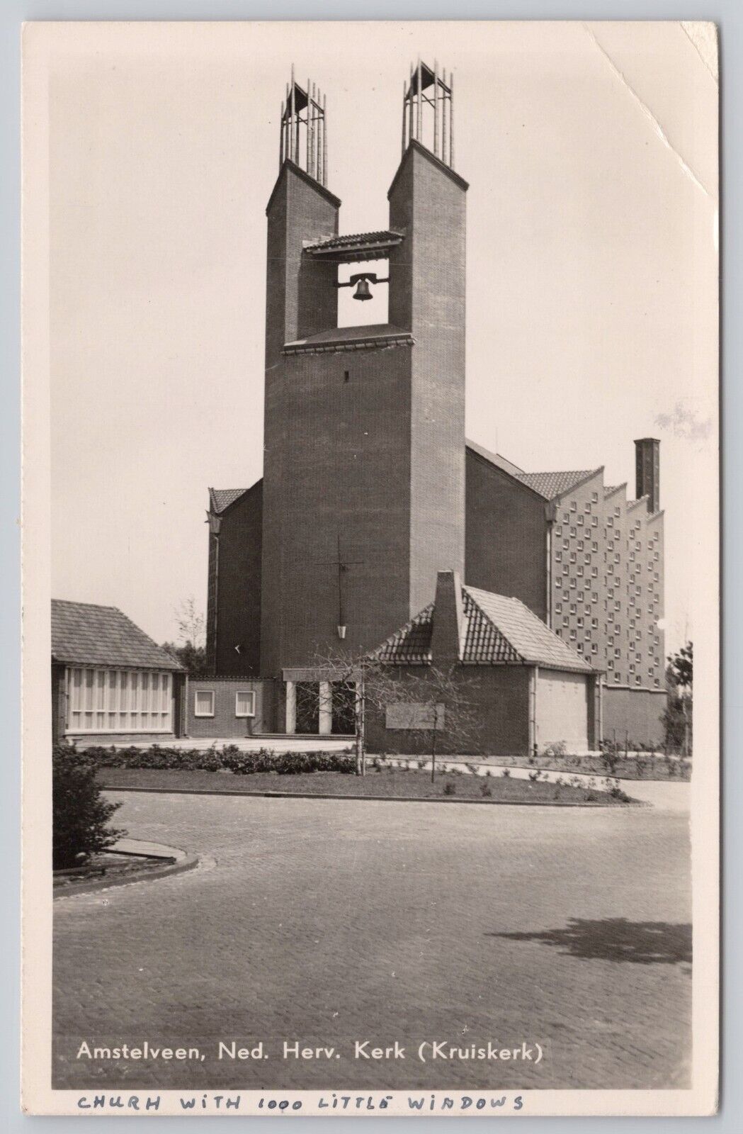 Amstelveen Netherlands, Kruiskerk Church, Vintage RPPC Real Photo Postcard