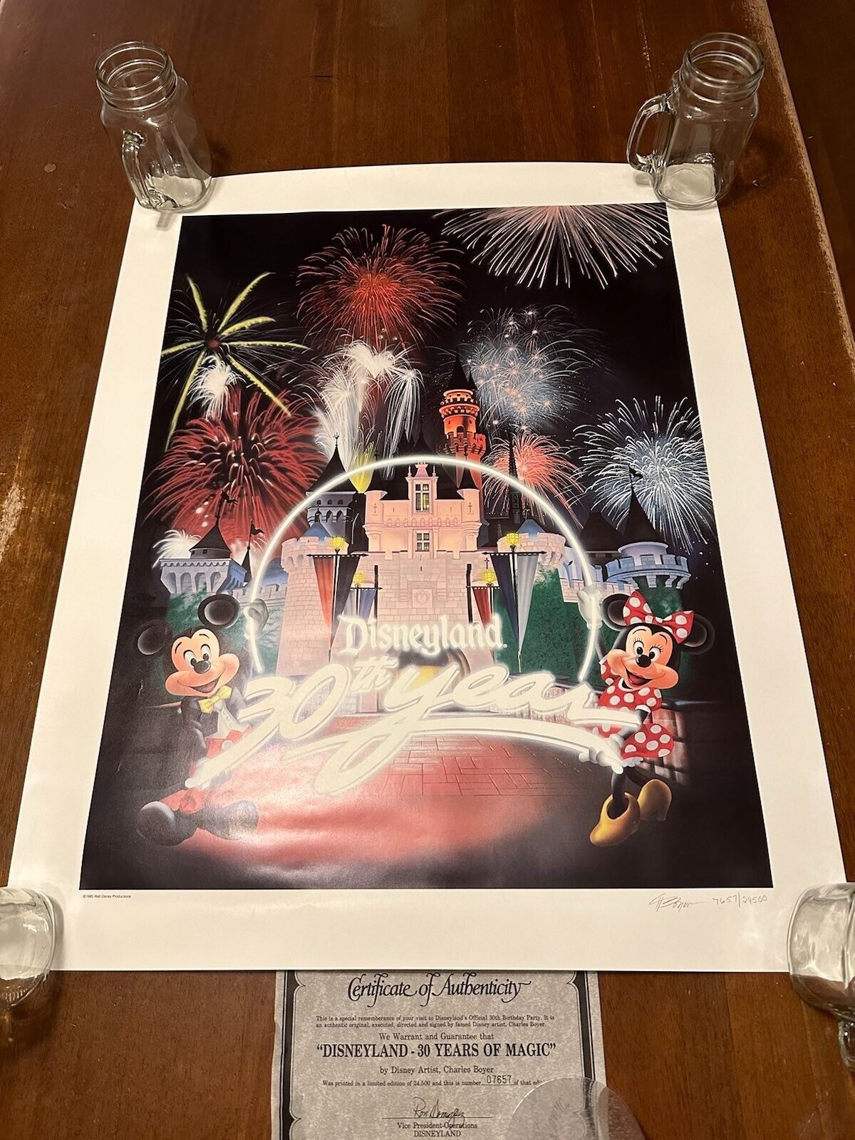 Disneyland Poster “30th Anniversary” Signed by Charles Boyer with COA