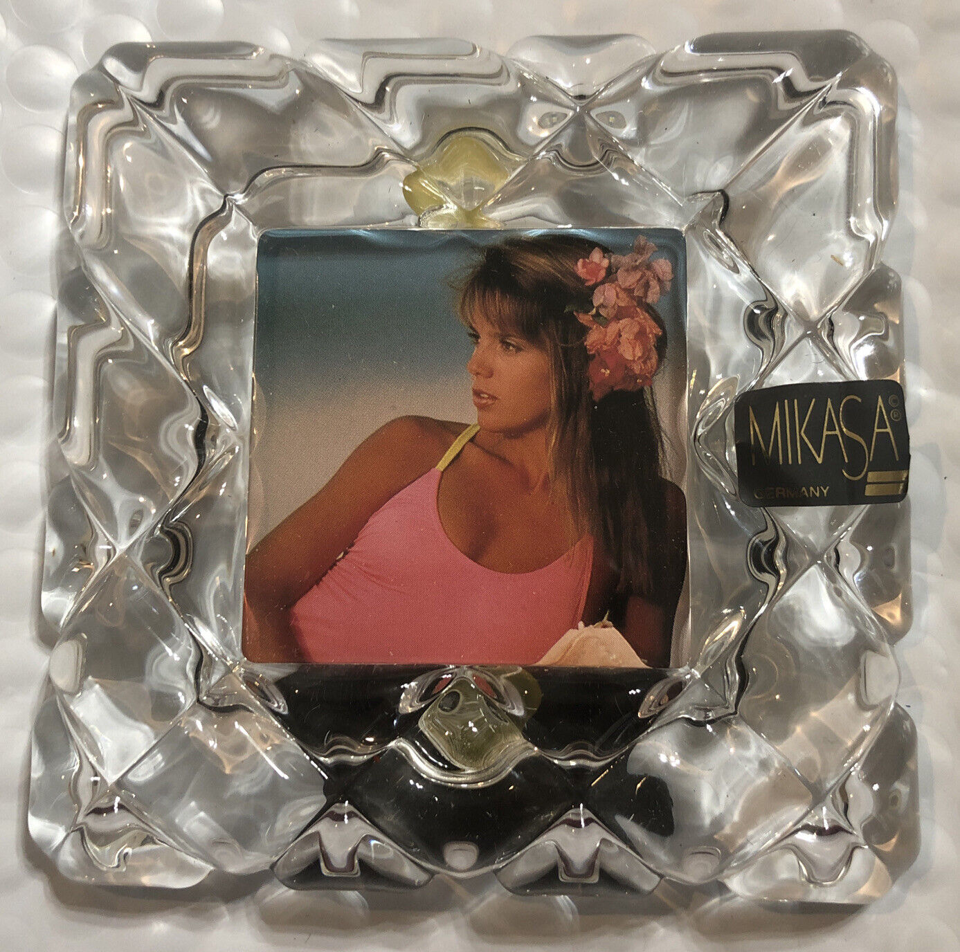 Mikasa Crystal Picture Photo Frame Holds 2” x 2” Photo New