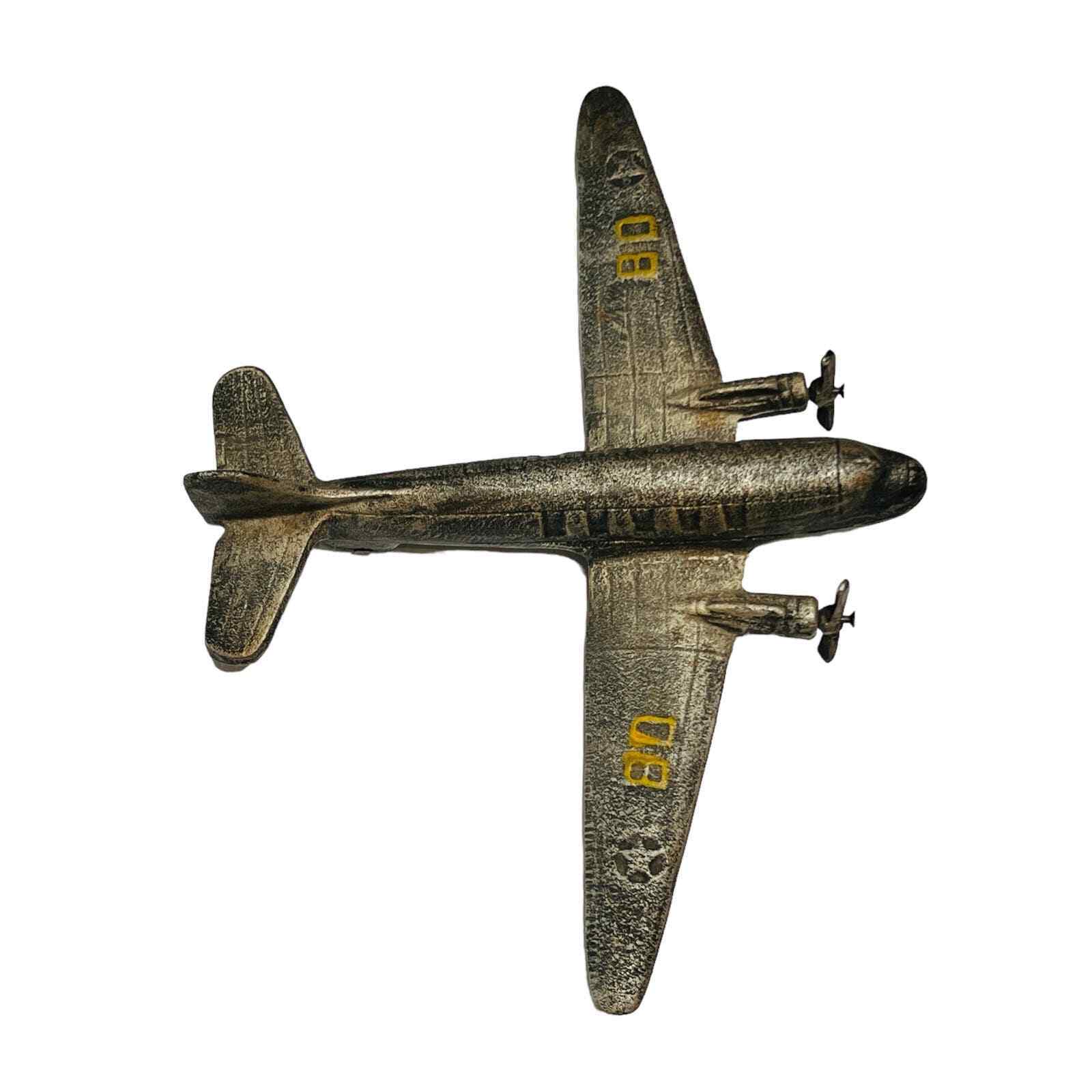 Vintage Large Cast Iron WW 2 Douglas Twin Engine Bomber Airplane Model 1940s