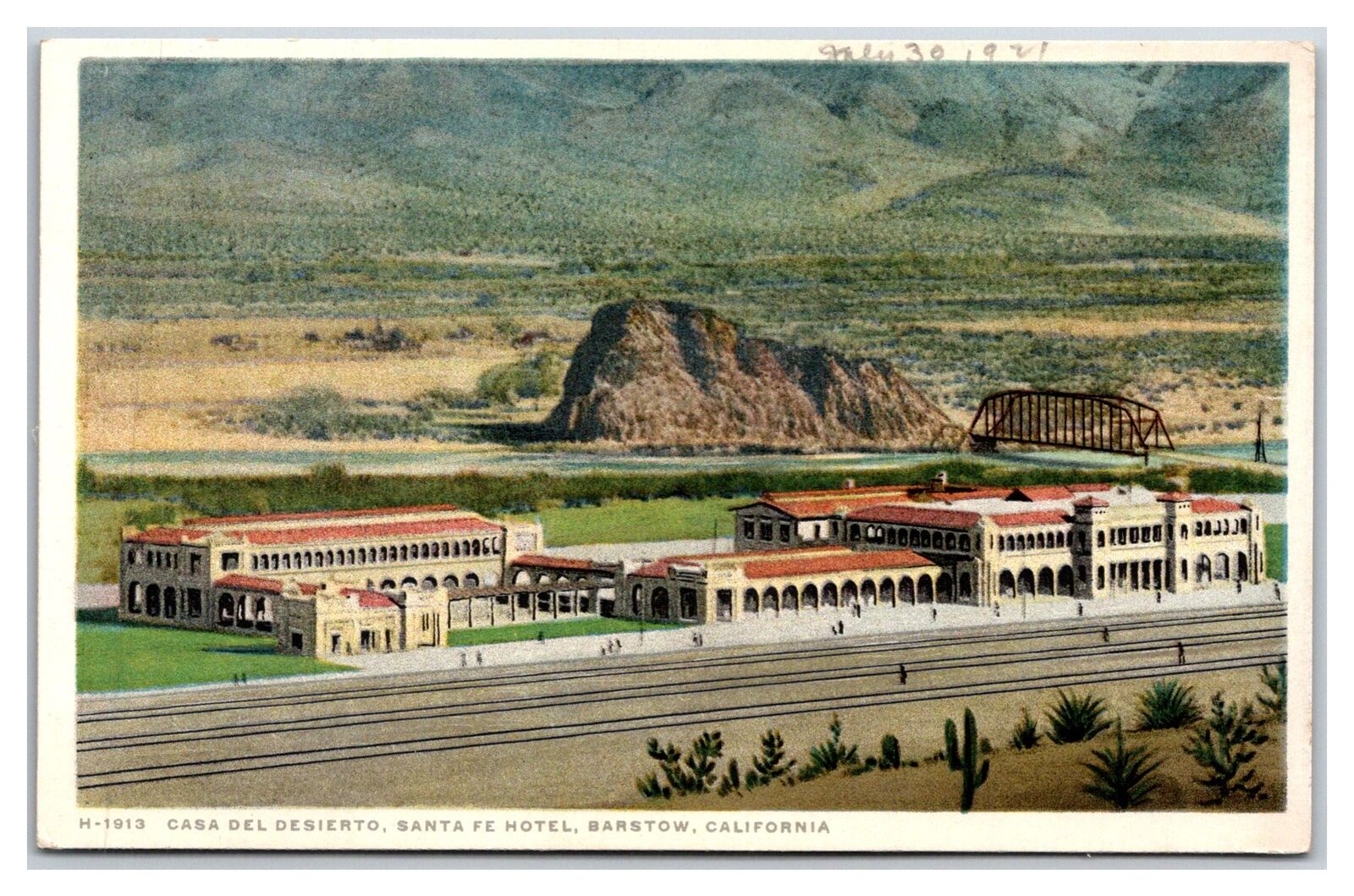 Casa del Desierto Fred Harvey Hotel Barstow California ~ White border UNP