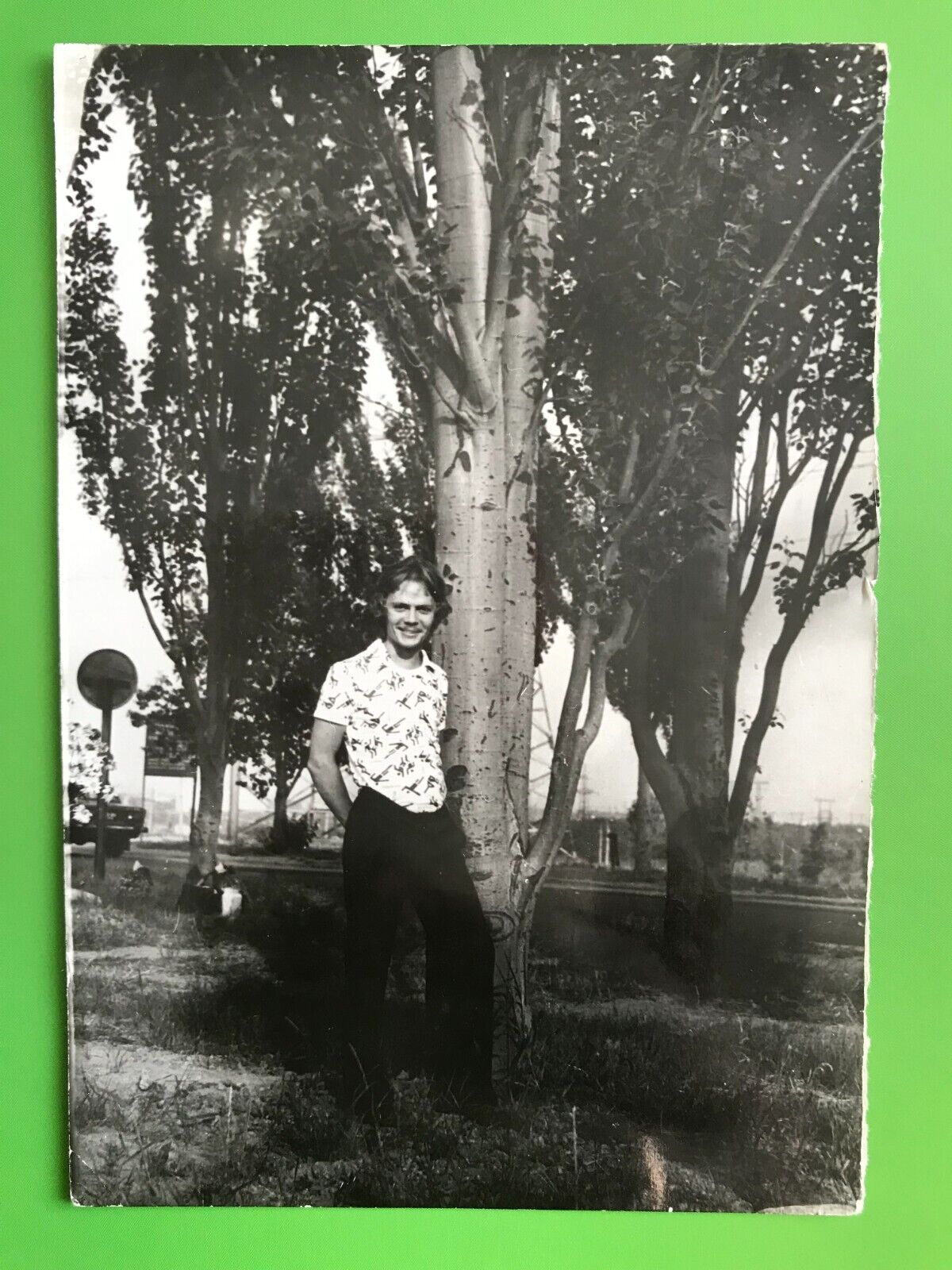 Handsome Guy Near a Tree Affectionate Attractive Young Man Gay Int Vintage Photo