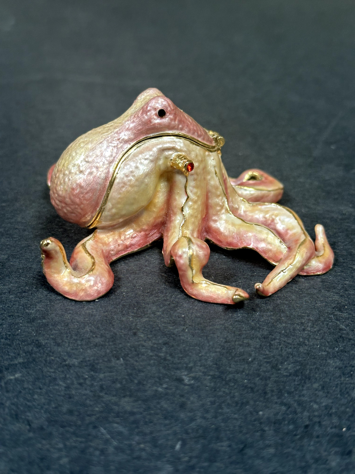 Vintage Octopus Enamel Bejeweled Trinket Box.
