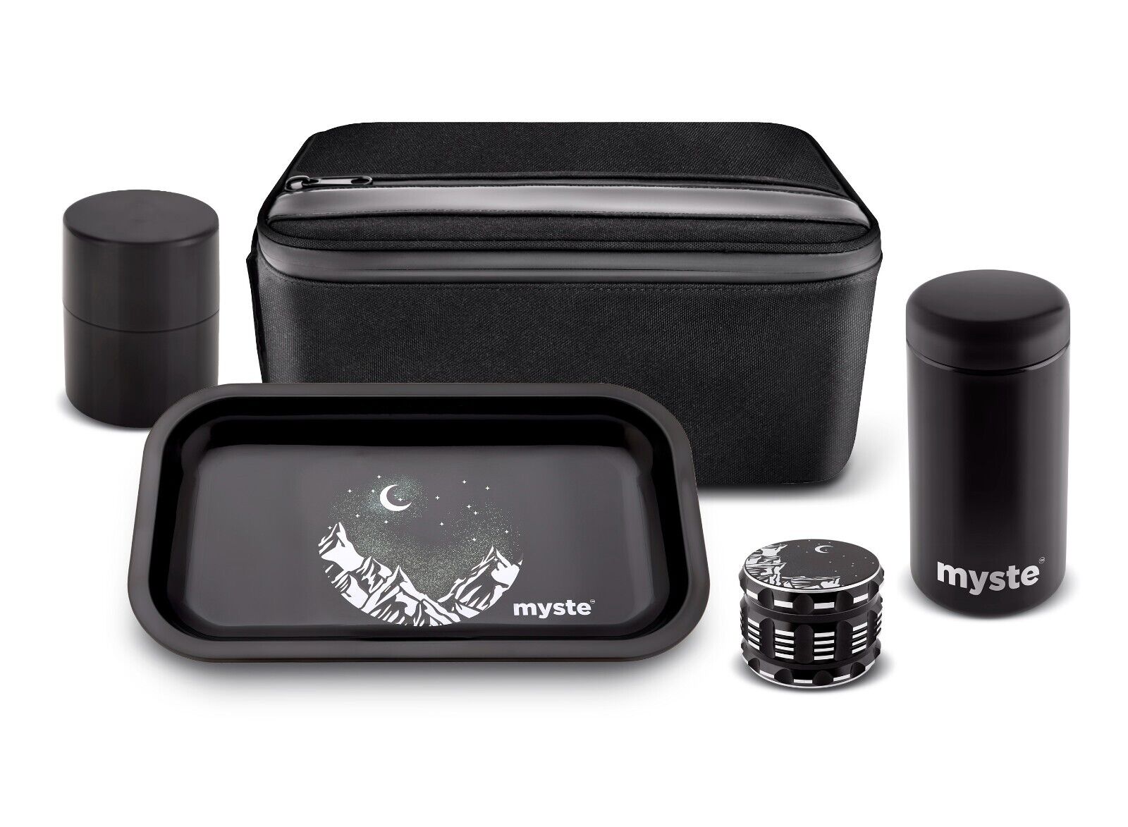 MYSTE XXXL Stash Box with Accessories, Large Grinder 2.5'', Odor-Proof Combo Set