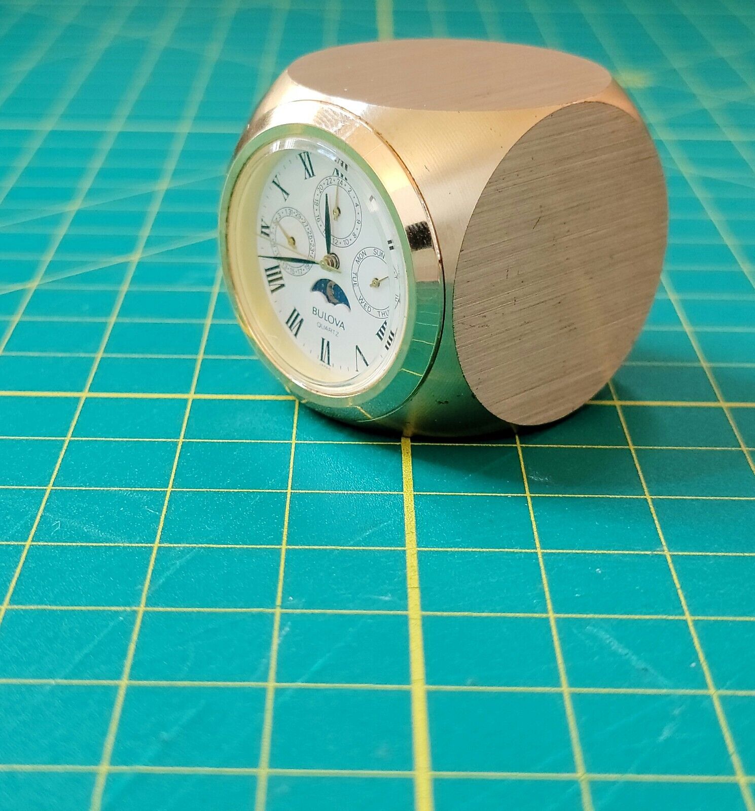 Bulova Miniature Mini Brass Clock - untested for parts 