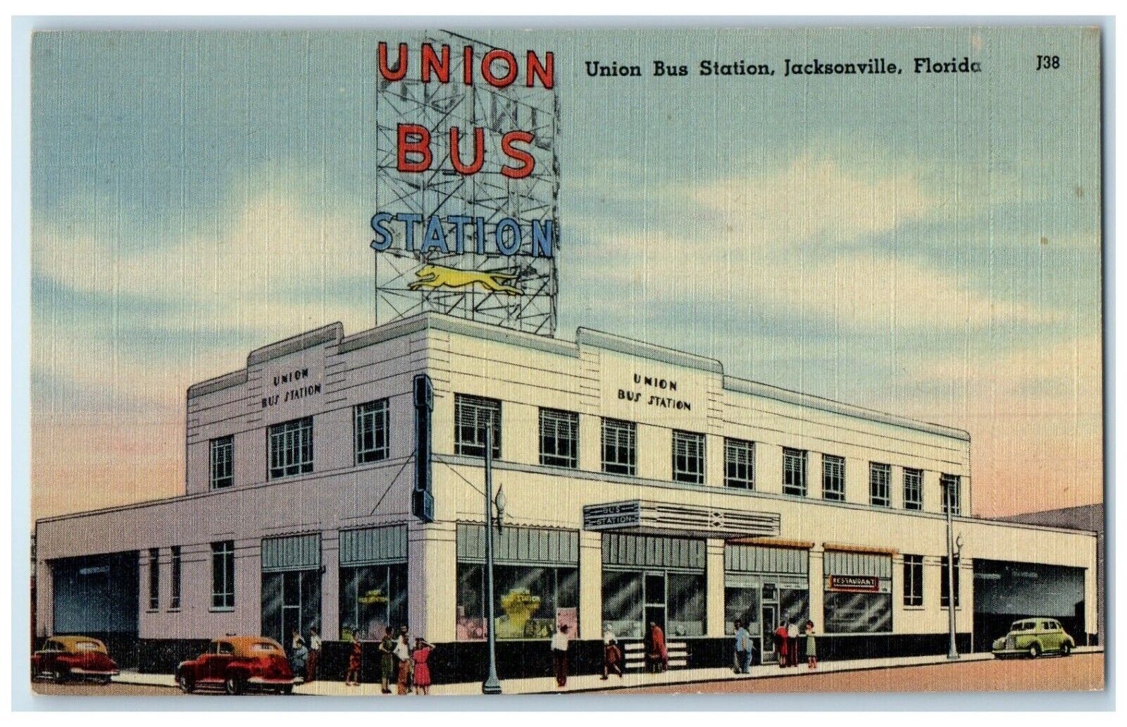 c1940 Union Bus Station Exterior Building Jacksonville Florida Vintage Postcard