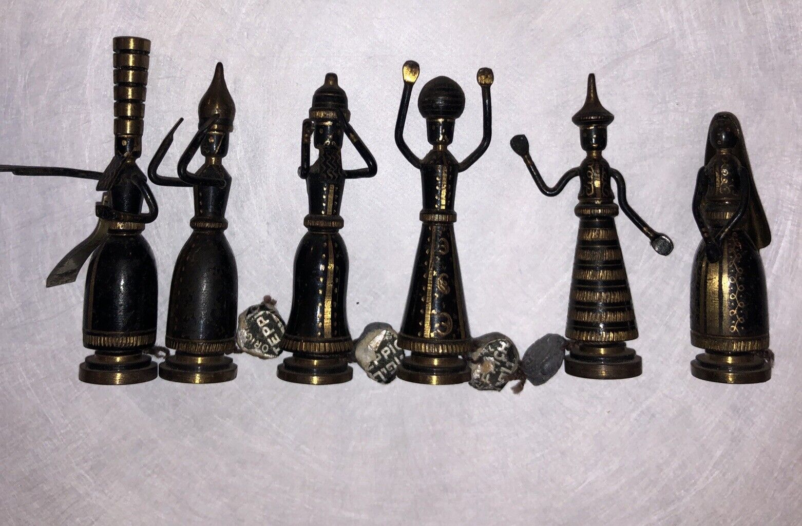 VTG ,Six Small  Brass Mezuzah Figures By