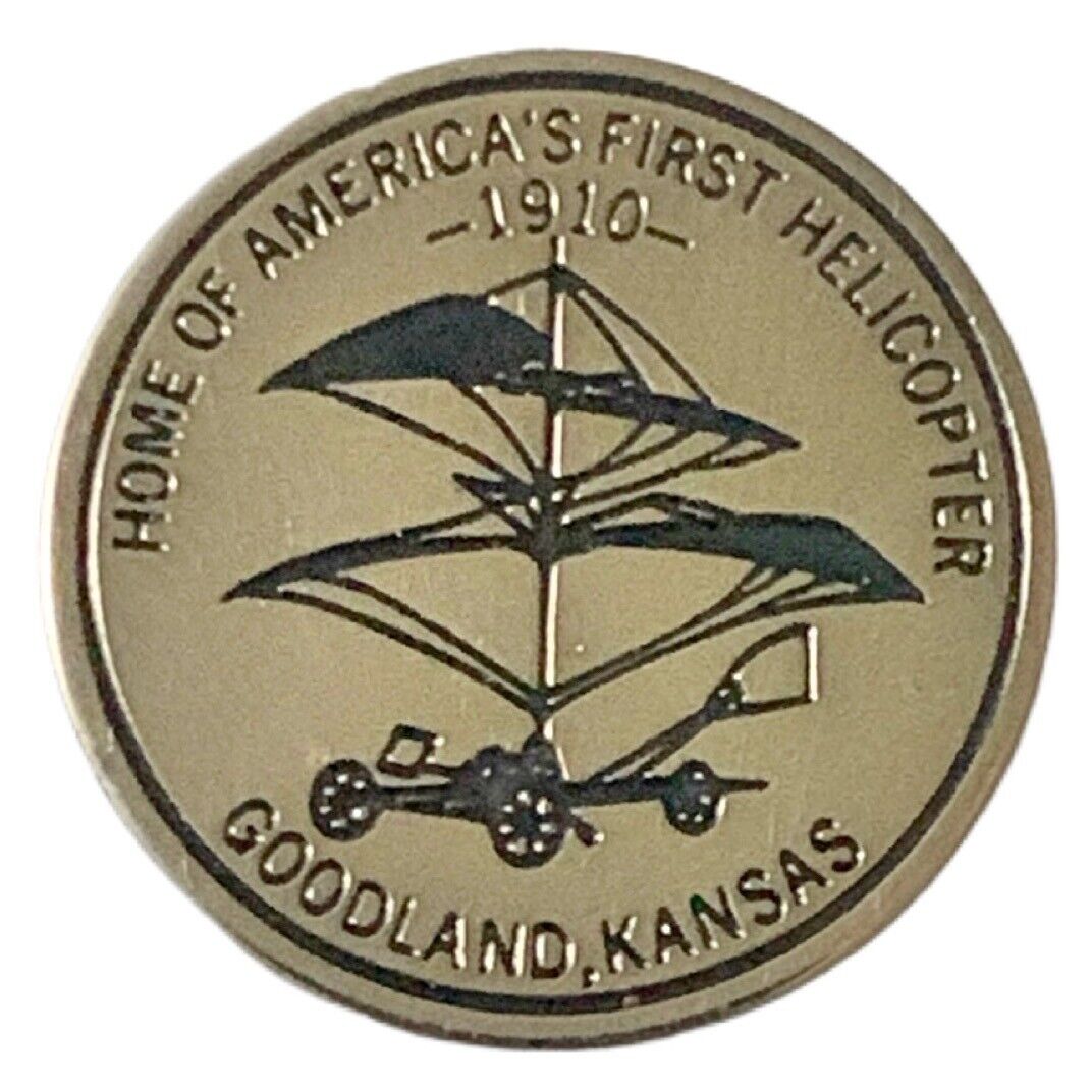Goodland Kansas Home of America\'s First Helicopter Travel Souvenir Pin