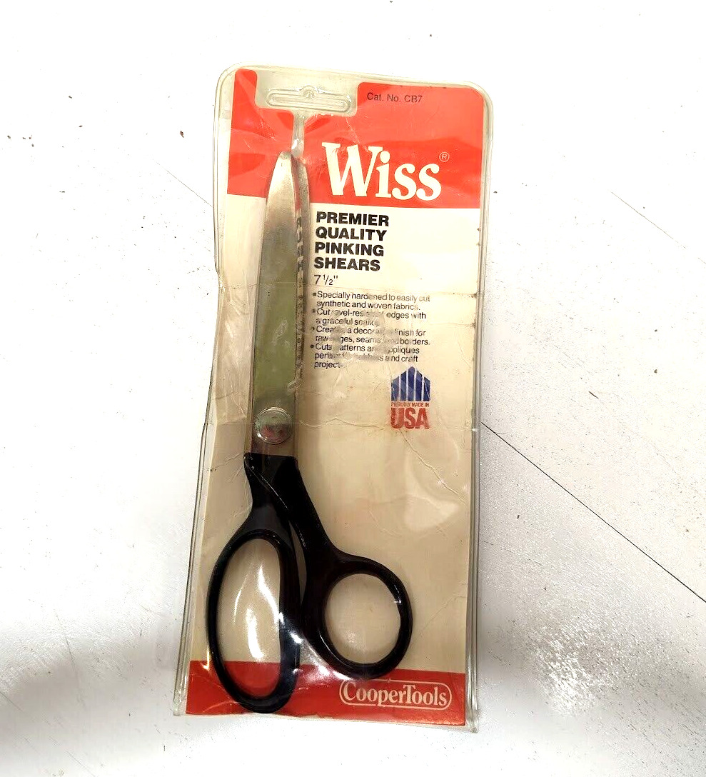 Vtg Wiss Model CB7 USA Pinking Shears Scissors Black Handle Original packaging