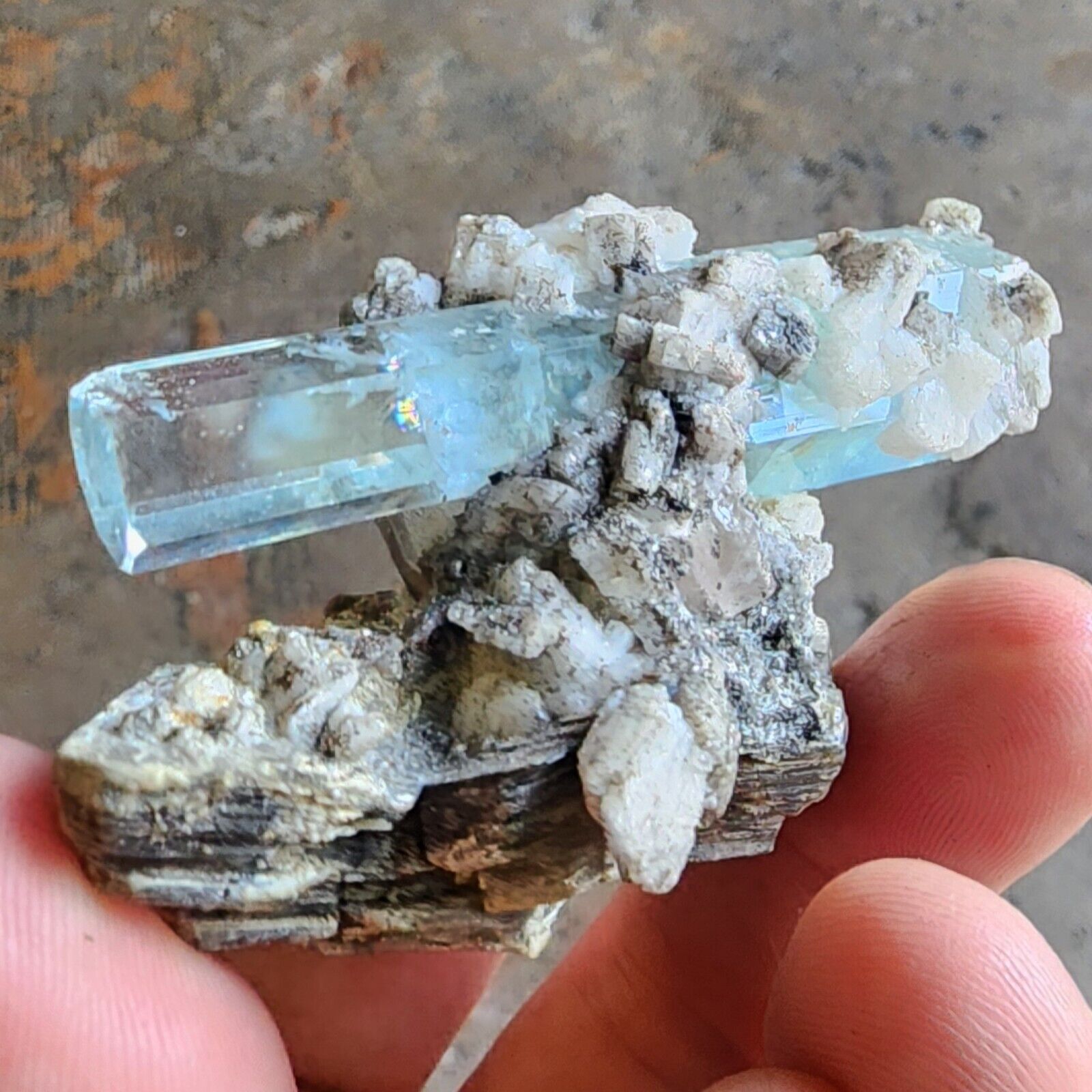+ Fine Stunning Quality Aquamarine Gem Crystal From Shigar Pakistan Fluorescent 