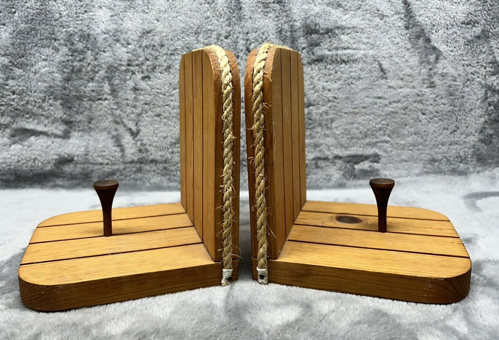 Wood Bookends Set Pair Home Decor