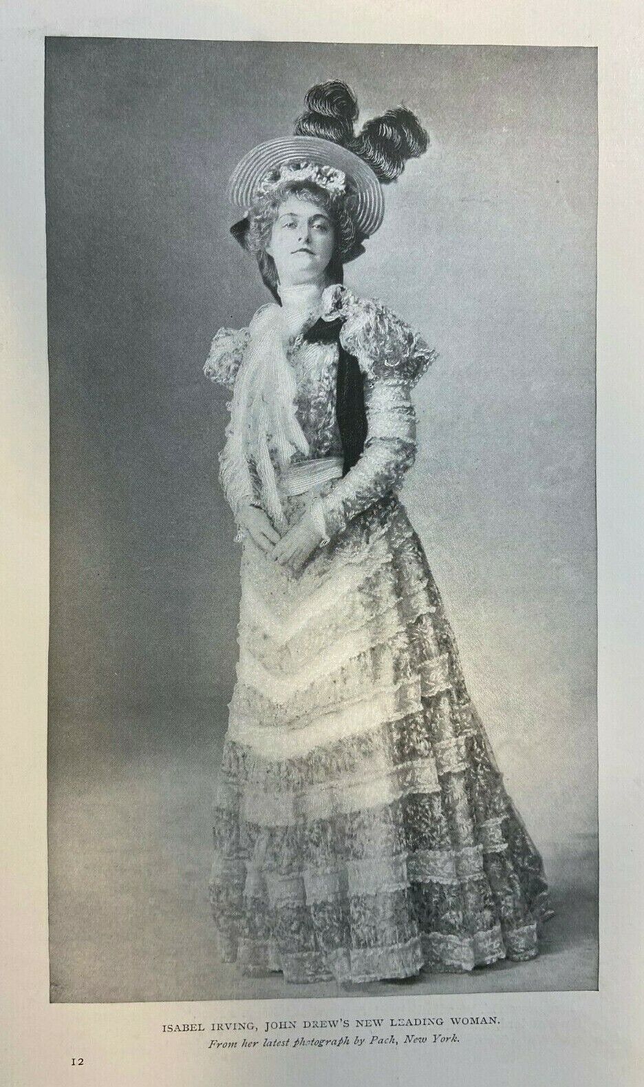 1897 Vintage Magazine Illustration Actress Isabel Irving