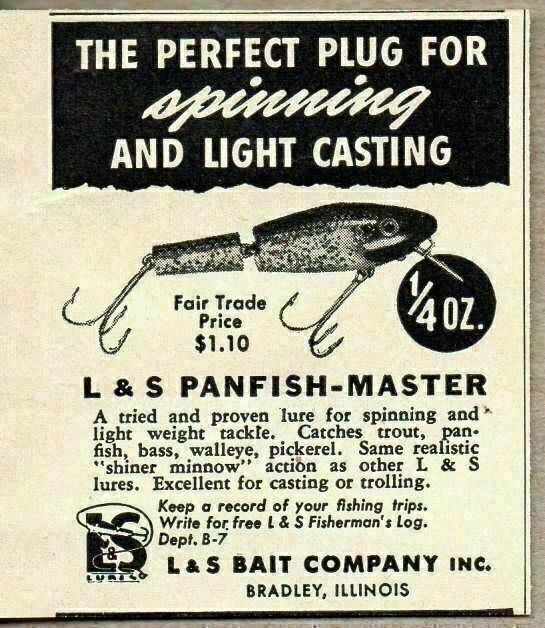 1951 Print Ad L&S Panfish-Master Fishing Lures Bradley,Illinois