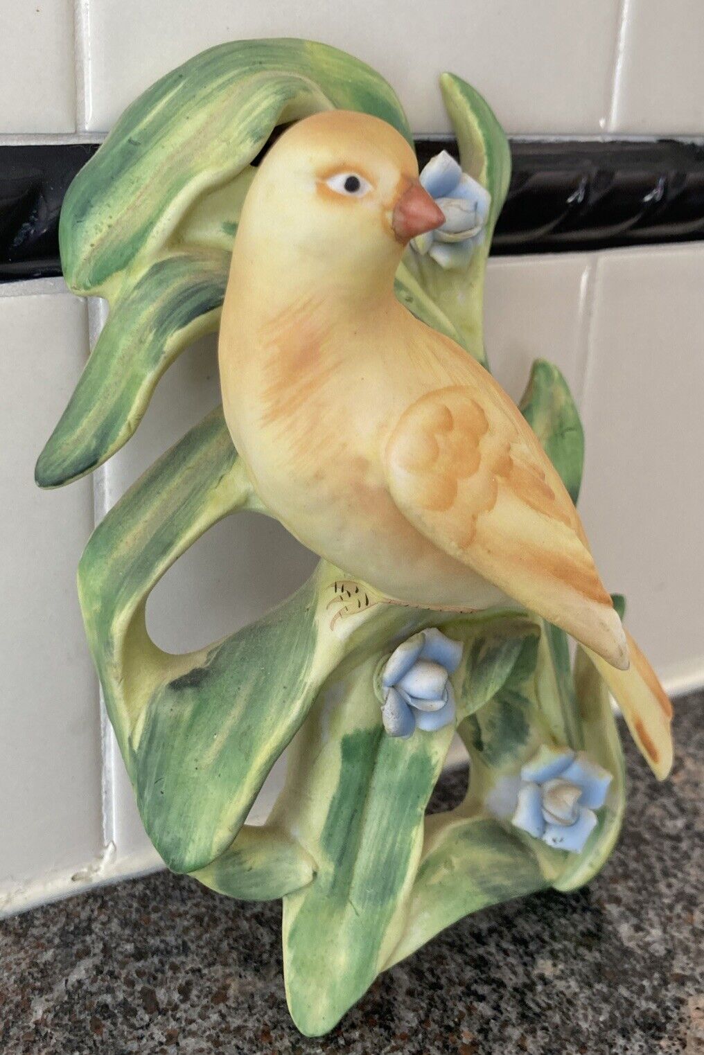 Vintage Napco 3D Bird Plate Yellow Canary Wall Hanging Decorative Ceramic N3480