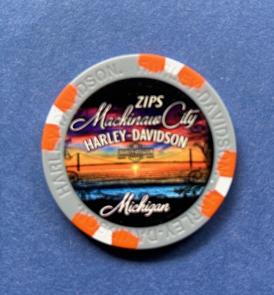 Harley Davidson Wide Print Poker Chip from Zip's HD in Mackinaw City, Michigan