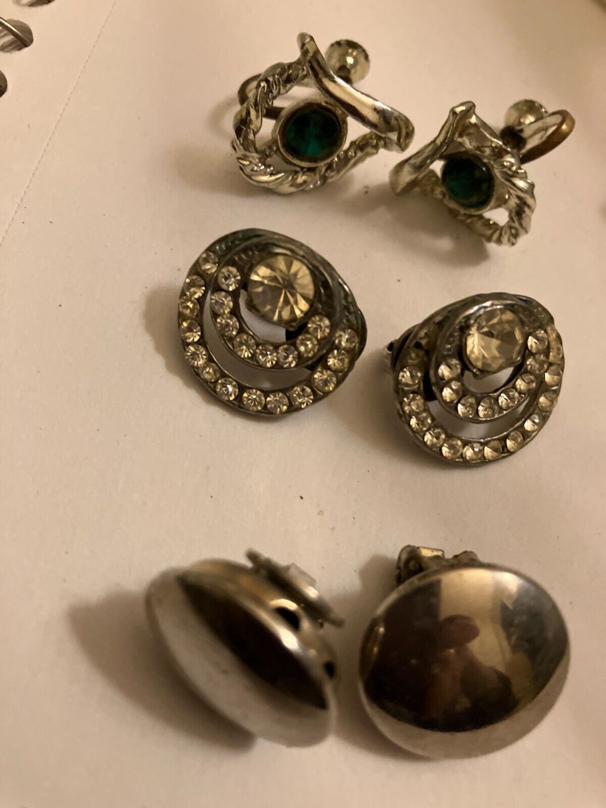 vintage estate LOT OF THREE CLIP ON AND SCREW BACK EARRINGS