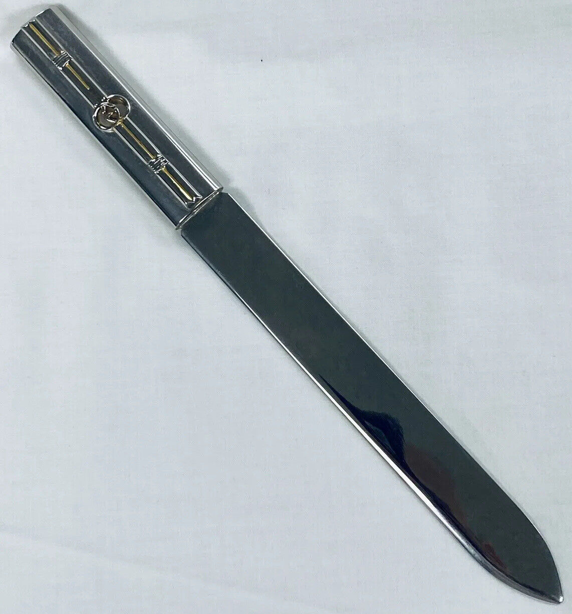 GUCCI 1970s Stainless Steel & Gold Letter Opener- Italy