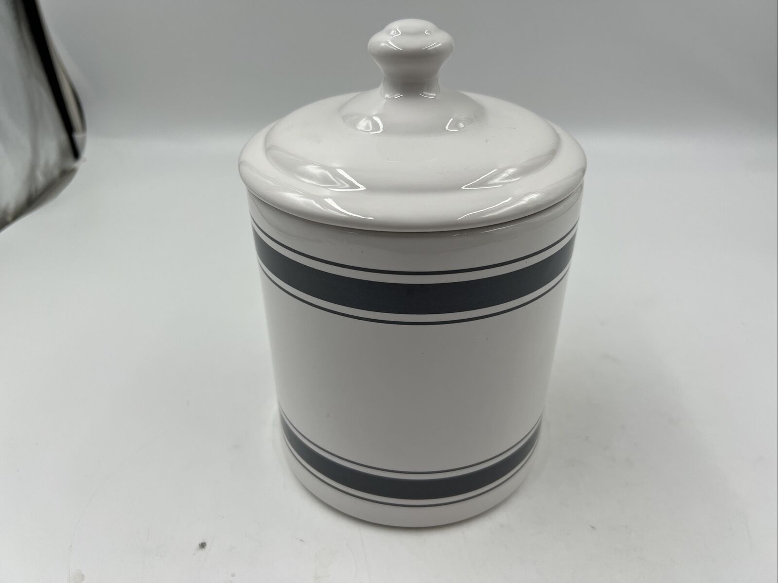 Ceramic 5x9in Dark Grey Striped Canister AA01B26005