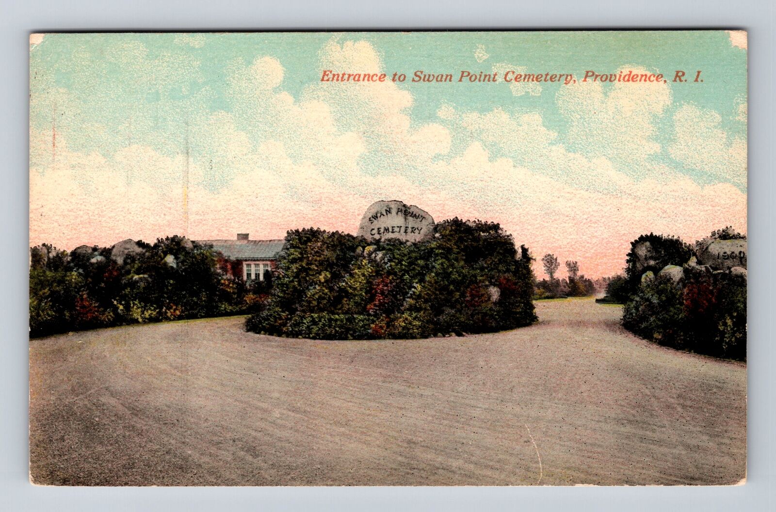 Providence RI-Rhode Island, Entrance to Swan Point Cemetery Vintage Postcard