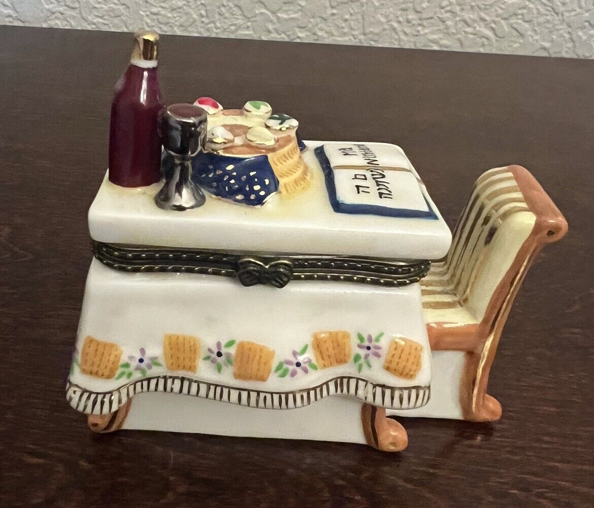 Vtg Jacob Rosenthal Judaica Collection Hinged Trinket Box Passover Seder Table