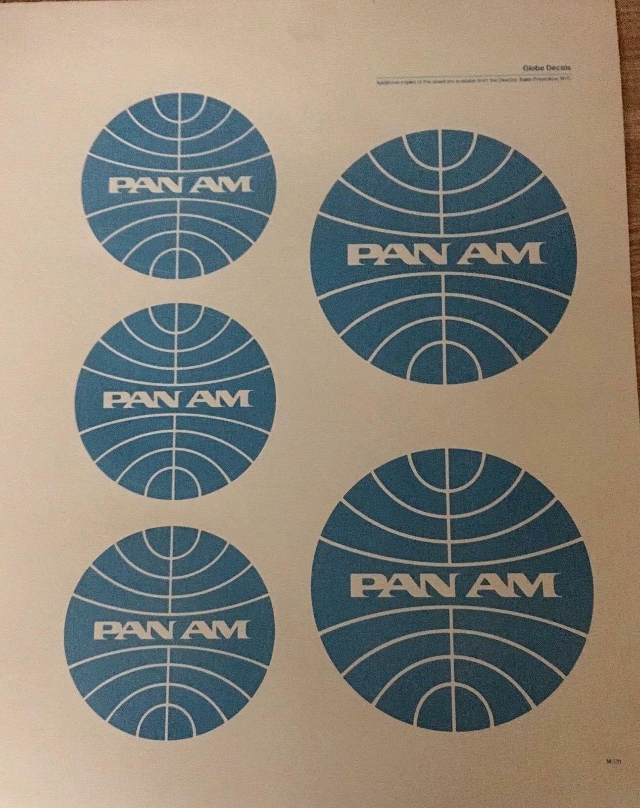 PAN AMERICAN AIRLINES VINYL STICKERS DECALS...FULL SHEET