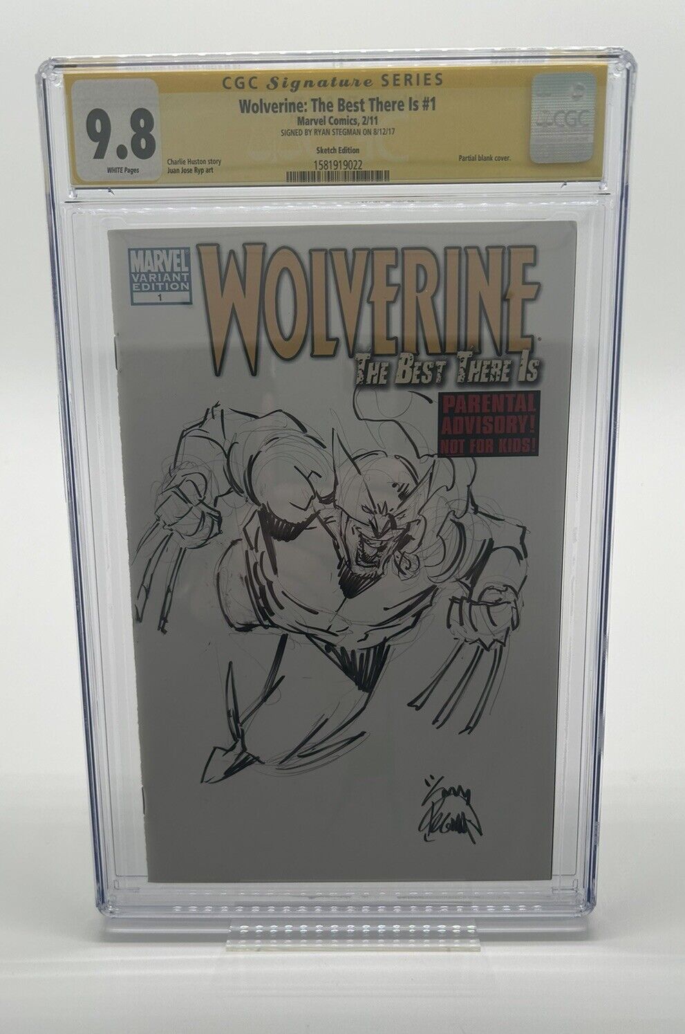 Wolverine: The Best There is #1 SS CGC 9.8 Sketch Signed by Ryan Stegman