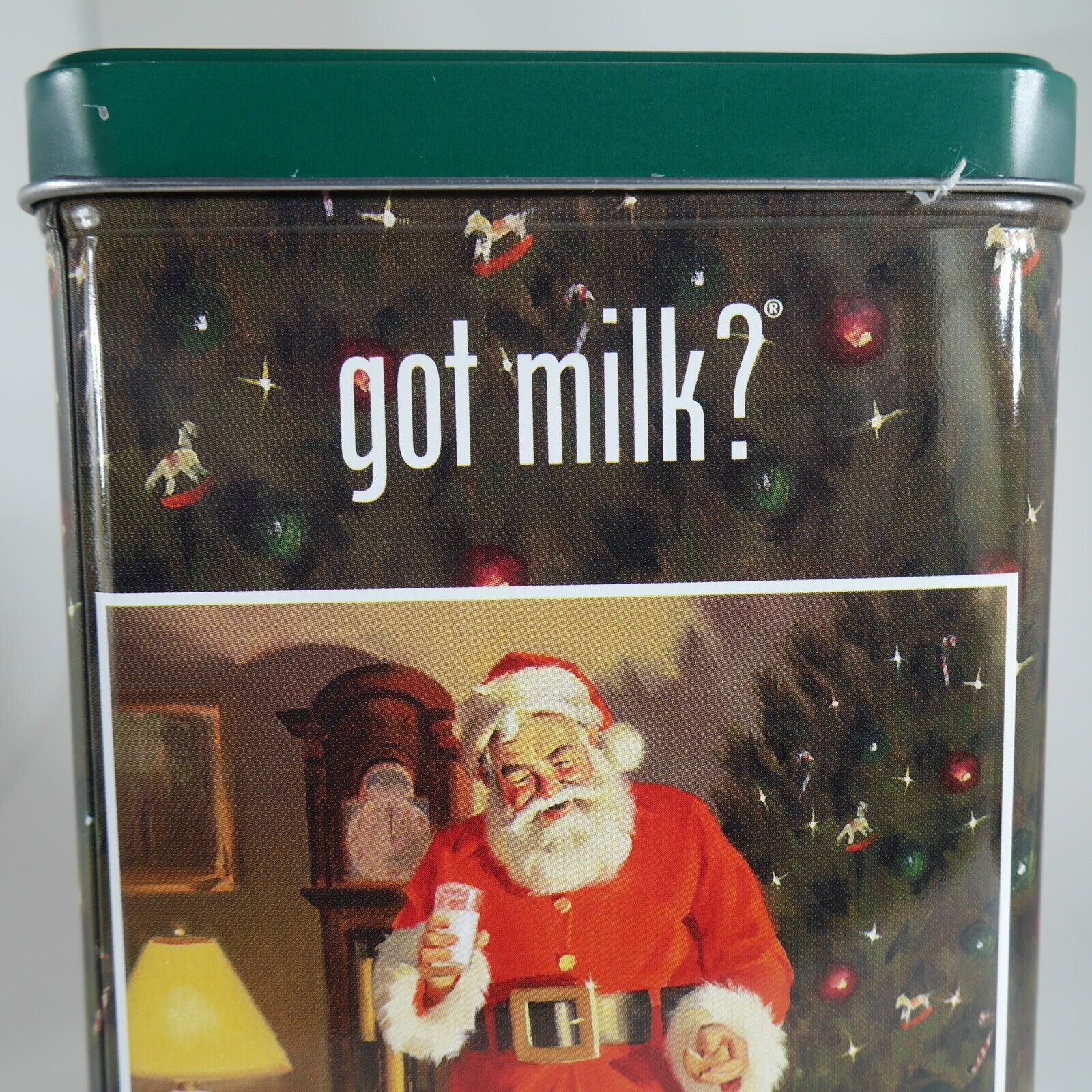 Santa Square Tin Got Milk Chocolate Chip Cookies Christmas Container Biscuits