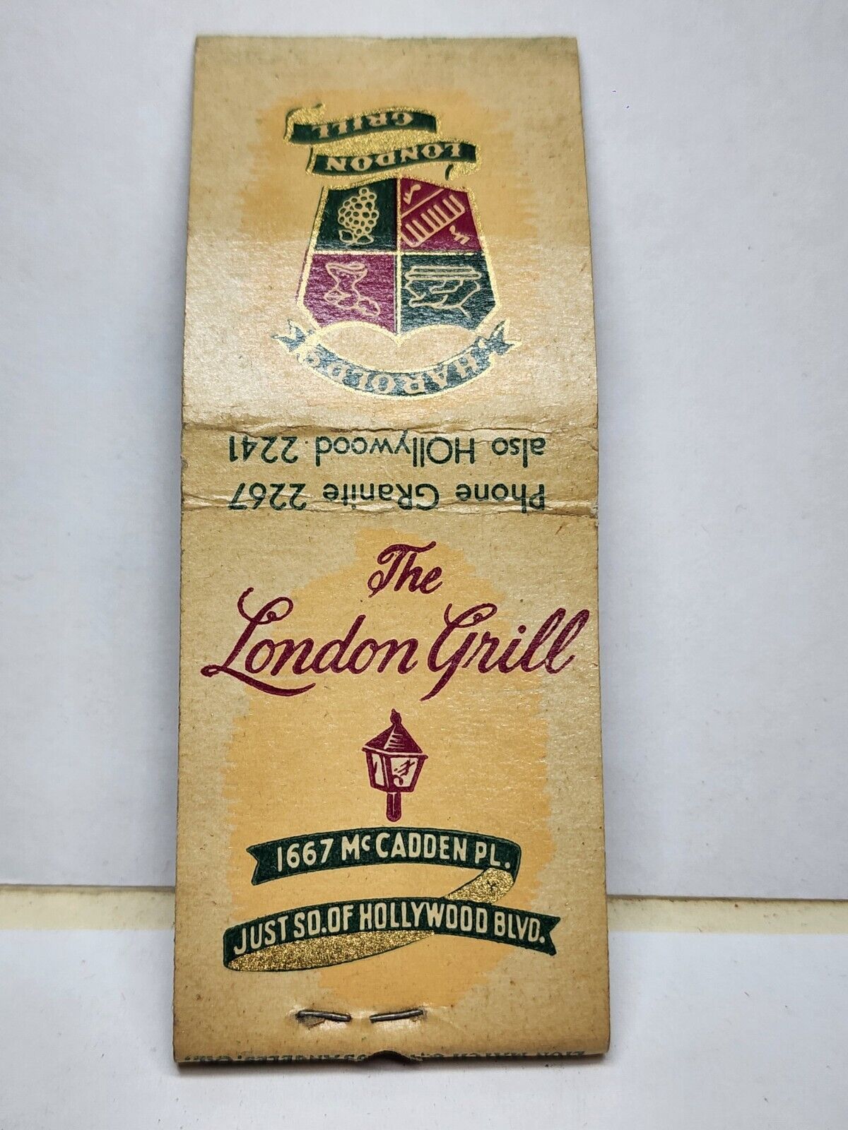 Vintage HAROLD'S THE LONDON GRILL RESTAURANT Matchbook Cover Hollywood CA