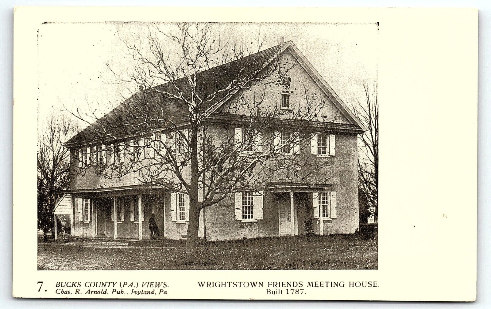 c1910 WRIGHTSTOWN PA FRIENDS MEETING HOUSE BUCKS CO.  CHAS ARNOLD POSTCARD P3921