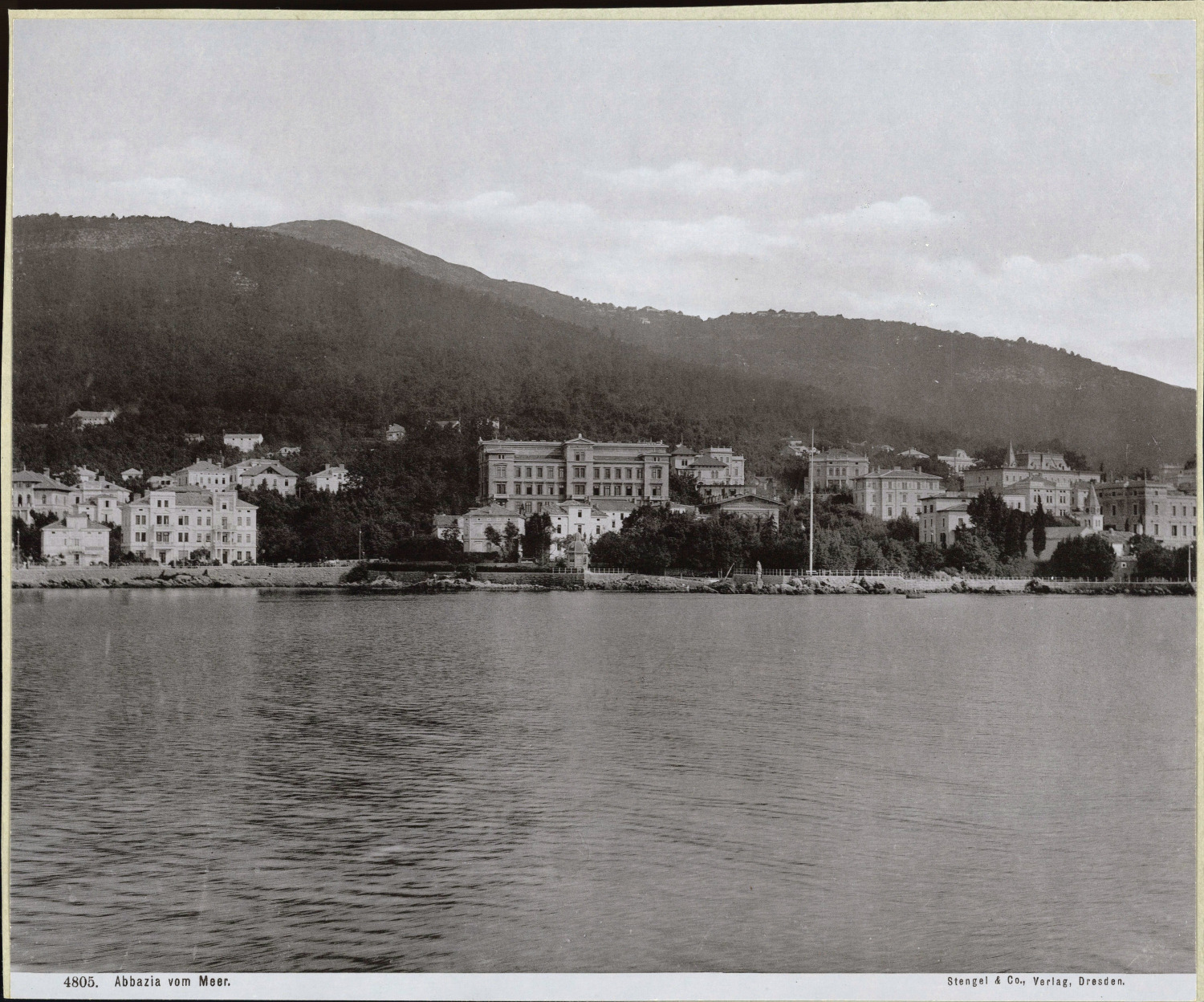 Stengel & Co, Hrvatska, Opatija (Abbey), Pogled s Mora vintage photomechanical