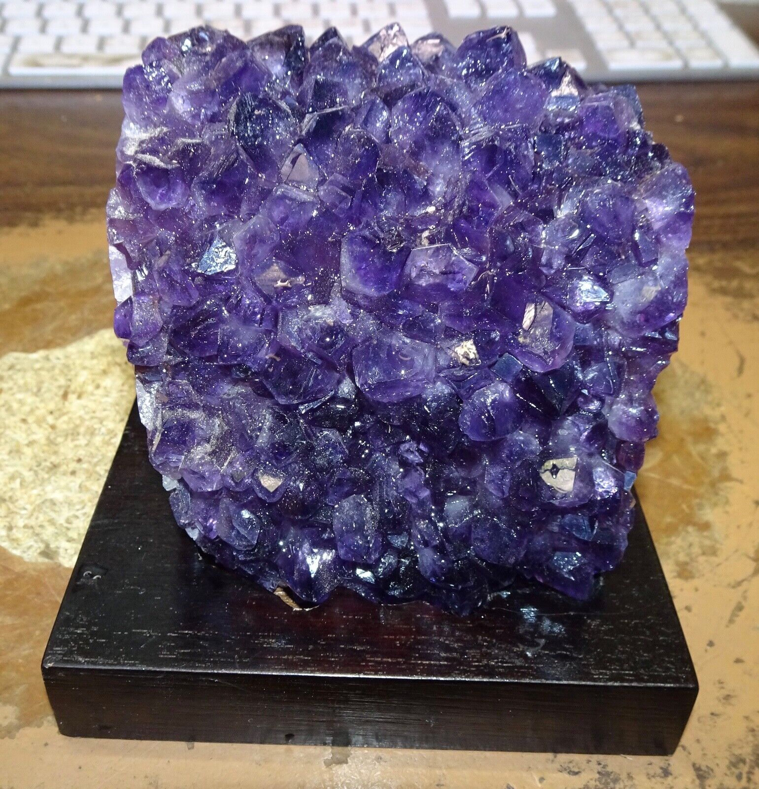  URUGUAY  AMETHYST CRYSTAL CLUSTER  GEODE  CATHEDRAL WITH WOOD STAND