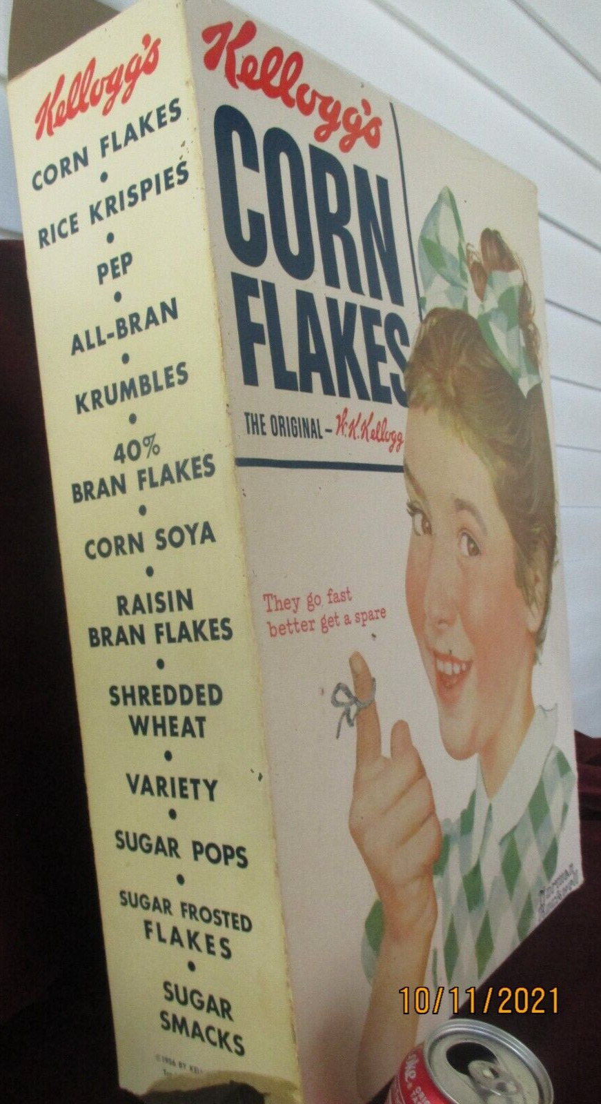 Original 1956  Kellogg's Corn Flakes Norman Rockwell Large Display Box