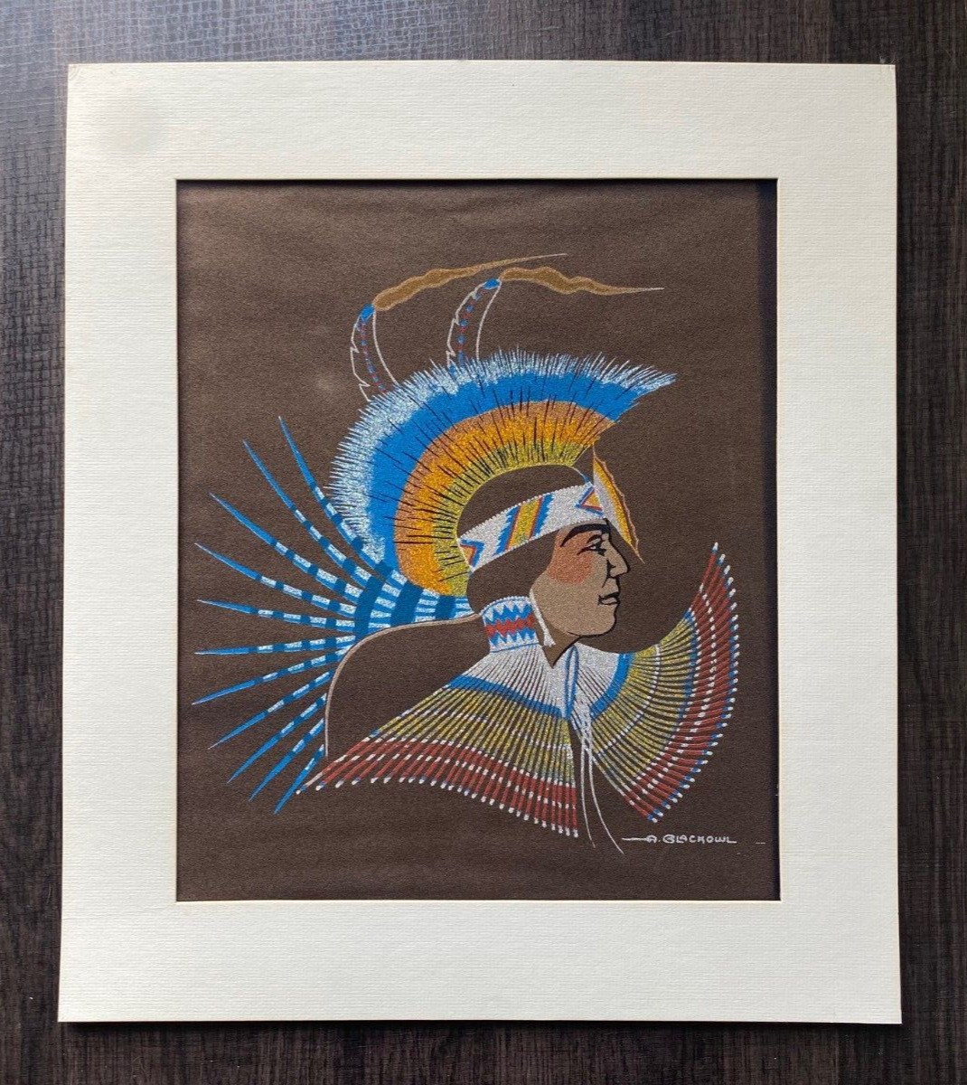 ARCHIE BLACKOWL CHEYENNE Silkscreen Native American Profile #1 - VGUC