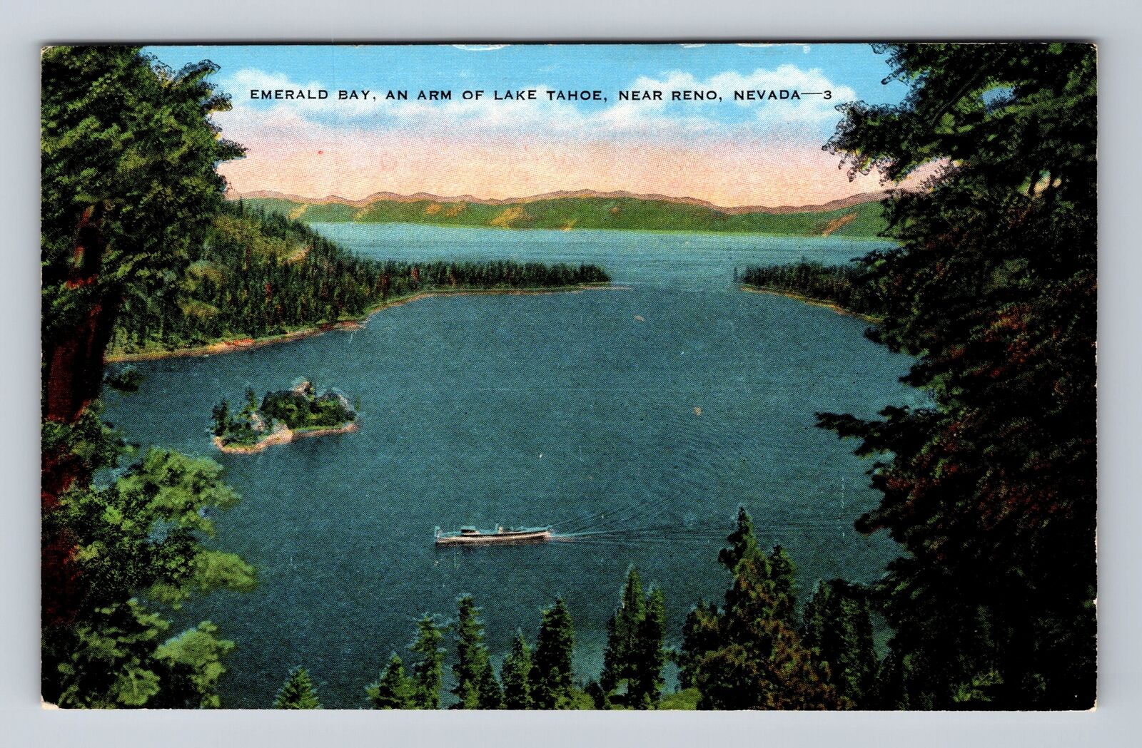Reno NV- Nevada, Aerial Emerald Bay, Antique, Vintage Postcard