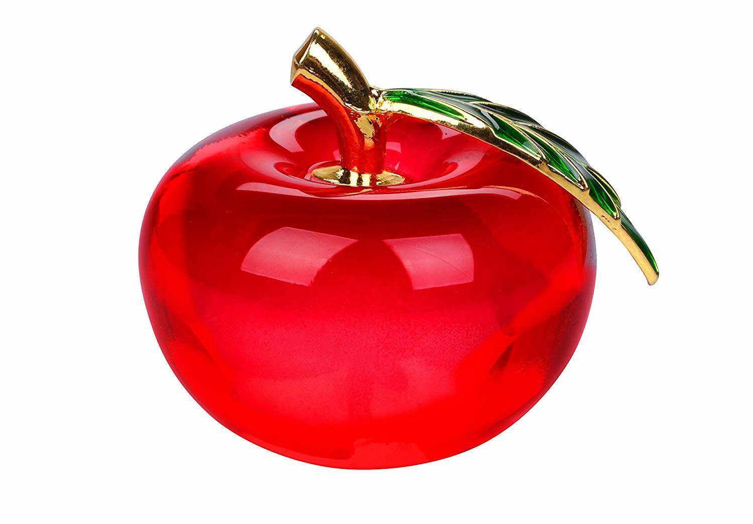 Crystal Apple Decor Paperweight (Red)