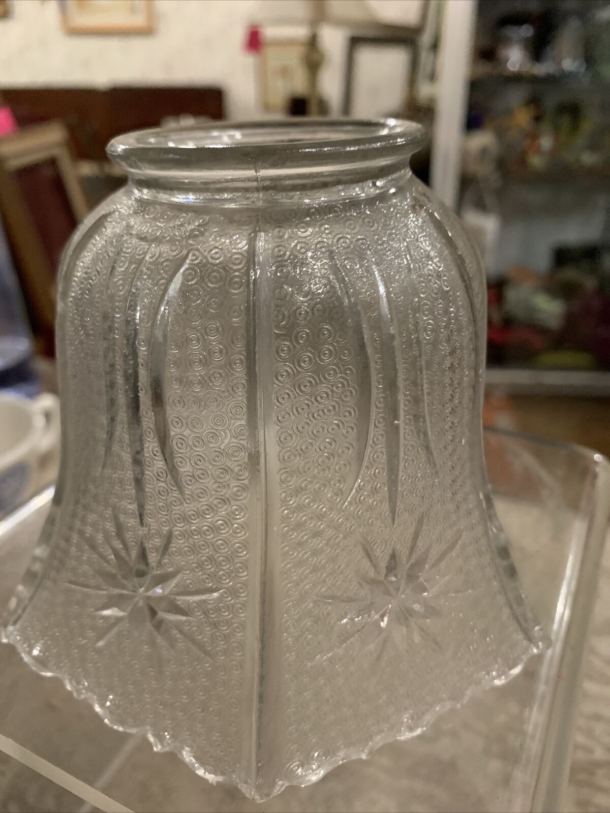 vintage crystal cut glass lampshade bulb cover 
